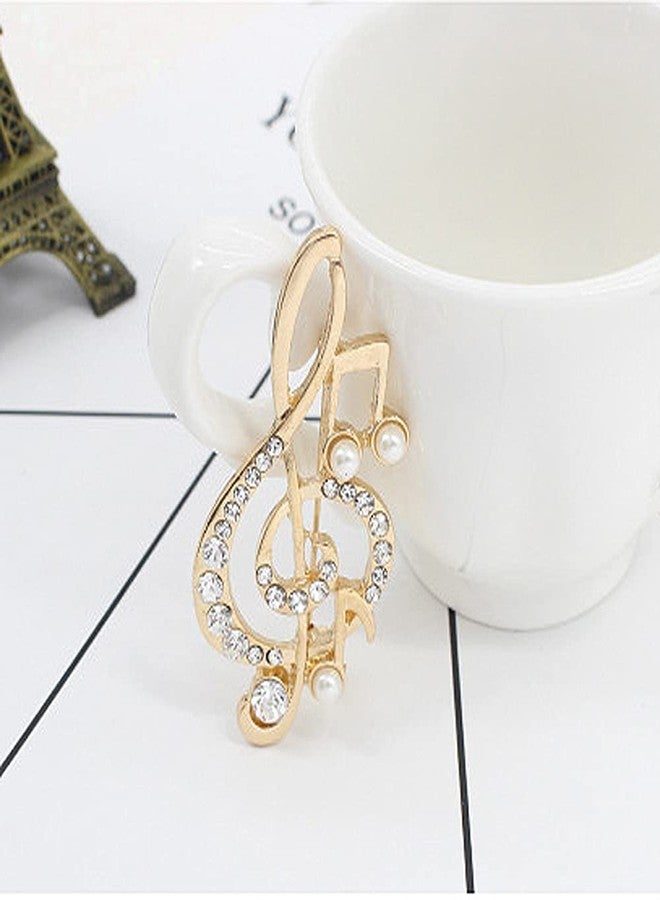 GUAFEIH Crystal Music Note Brooch Pin Elegant Note Treble Clef Brooch Boutonniere for Women Girls Scarf Sweater Pins Wedding Christmas Costume Accessories Pins - Image 2